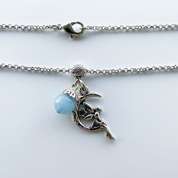 🔴sale ! Fairy moon blue calcite gem steel necklace - Picture 5 of 9